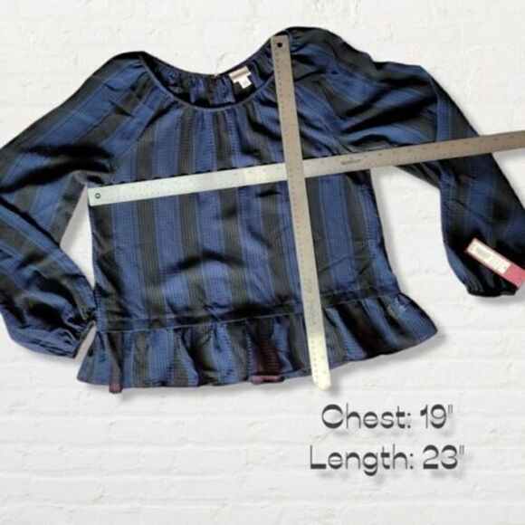 NWT Merona Blouse Black and Blue Peasant Top Women's Size Medium - Picture 3 of 6
